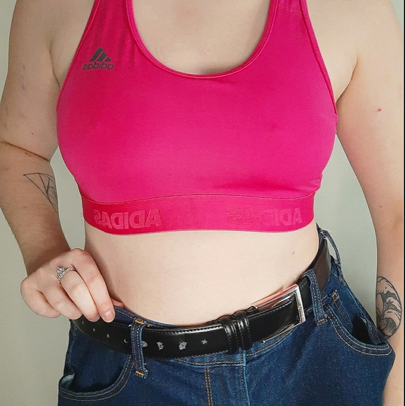 Adidas Alpha Skin Pink Sports Bra - Picture 2 of 6